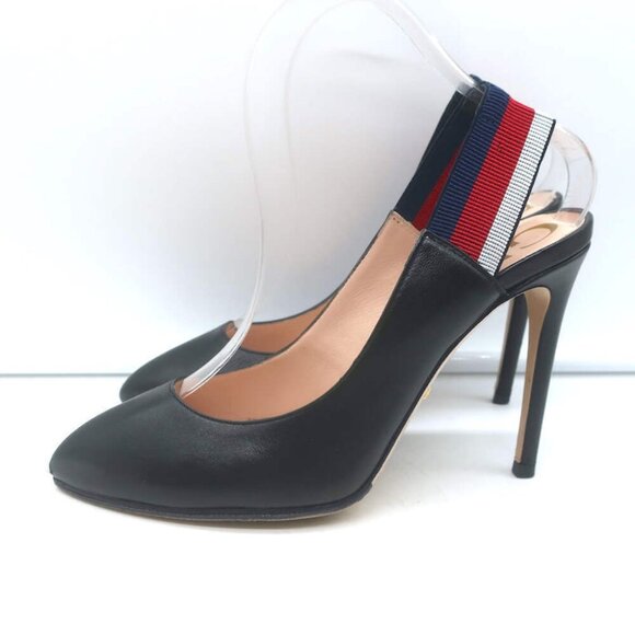 Gucci Sylvie Web Slingback Pumps Black Leather Size 36.5 - Picture 7 of 15